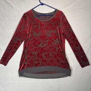 Vintage Fade Top Women’s Size L Red Velvet Burnout Vampire Witchy Goth Fairy Y2K